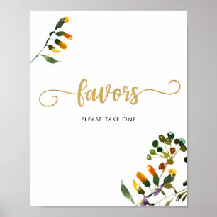 Wildflower favors PLEASE TAKE ONE sign