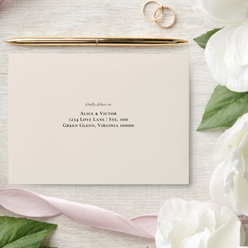 Wildflower Fern Beige Wedding Self_Addressed Envelope