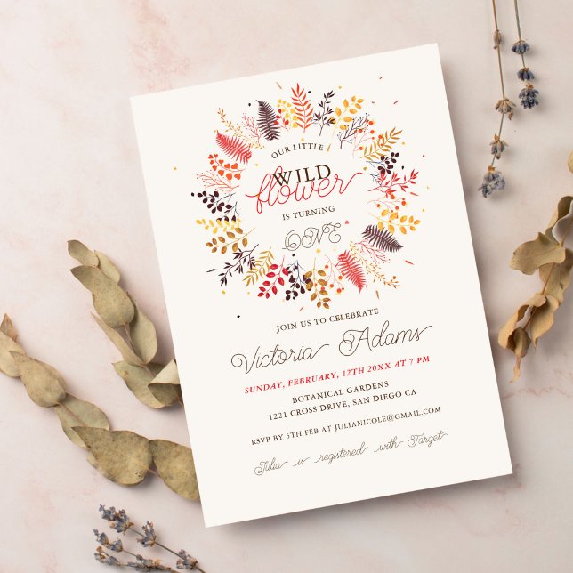 Wildflower Fern Mushroom Foliage Birthday Invitation (Creator Uploaded)