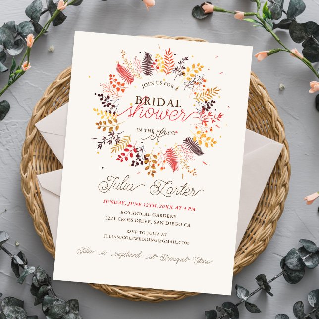 Wildflower Fern Mushroom Foliage Bridal Shower Invitation (Creator Uploaded)