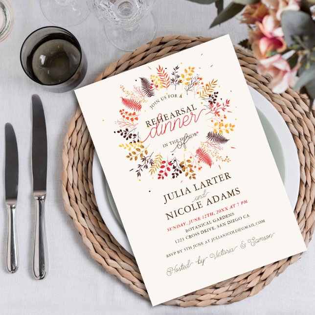 Wildflower Fern Mushroom Foliage Rehearsal Dinner Invitation (Creator Uploaded)
