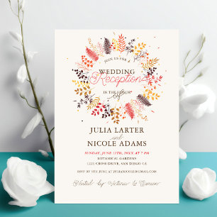 Wildflower Fern Mushroom Foliage Wedding Reception Invitation