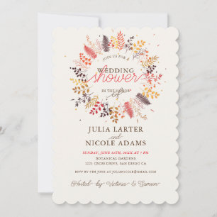 Wildflower Fern Mushroom Foliage Wedding Shower Invitation