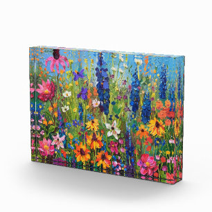 Wildflower field Acrylic painting Photo Block