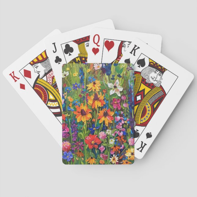 Wildflower field Acrylic painting Poker Cards (Back)