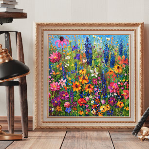 Wildflower field Acrylic painting Print