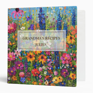Wildflower field Acrylic painting recipe 3 Ring Binder