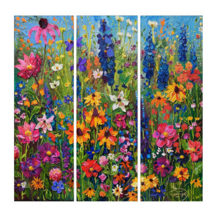 Wildflower field Acrylic painting Triptych
