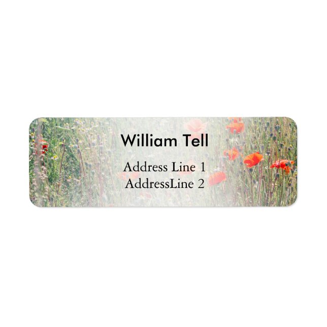 Wildflower Field and Red Poppies Blooming Label (Front)