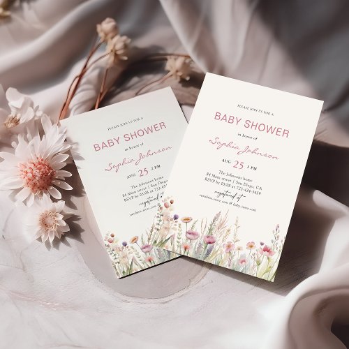 Wildflower Field Baby Shower Watercolor Spring Invitation