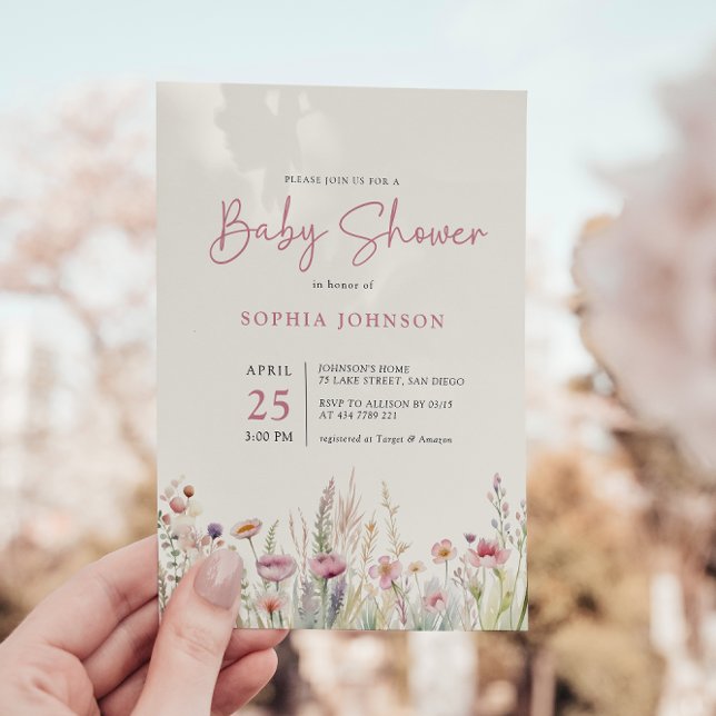 Wildflower Field Baby Shower Watercolor Spring Invitation (Creator Uploaded)