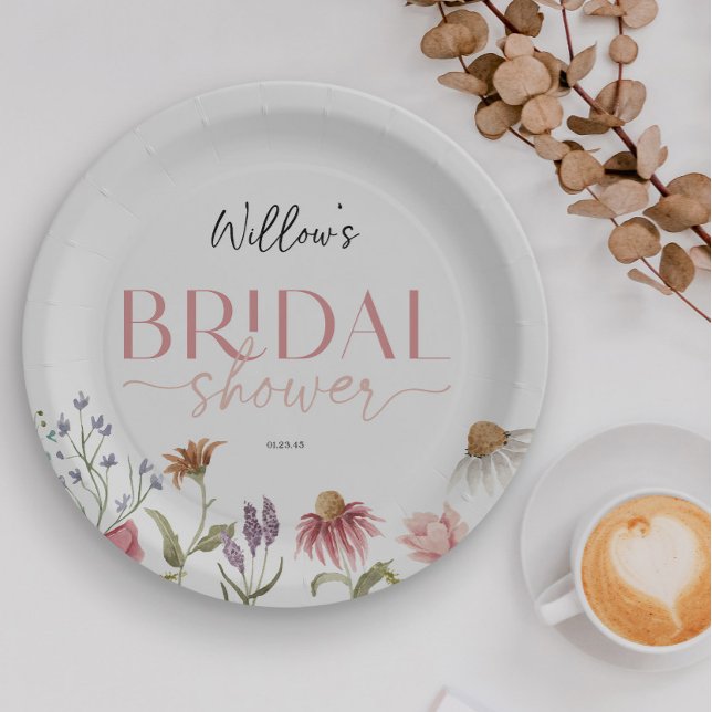 Wildflower Field Boho Bridal Shower Decor Paper Plates (Creator Uploaded)