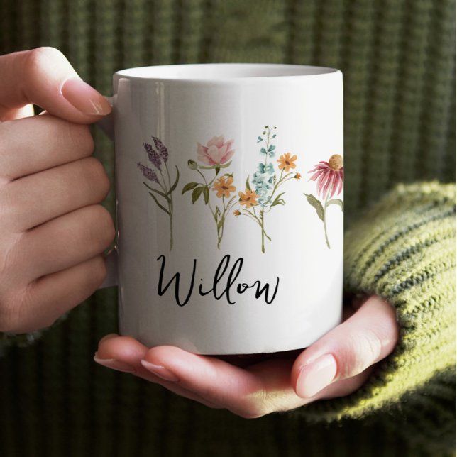 Wildflower Field Boho Personalized Mug with Name (Creator Uploaded)