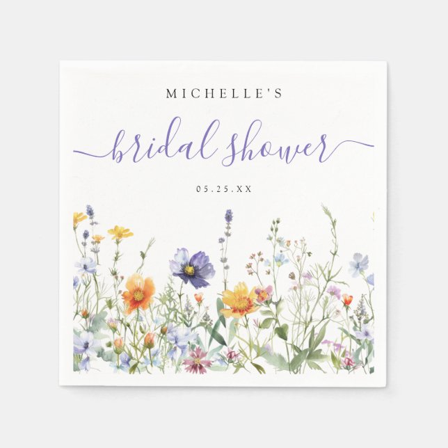 Wildflower Field Bridal Shower Napkins (Front)