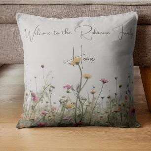Wildflower Field Country Family Home Custom Floral Throw Pillow