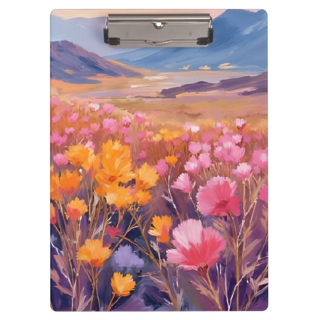 Wildflower Field | Floral Landscape Painting Clipboard (Front)