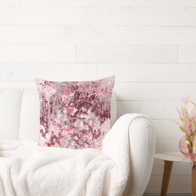 Wildflower Field Impressionism-Mauve Throw Pillow (Couch)