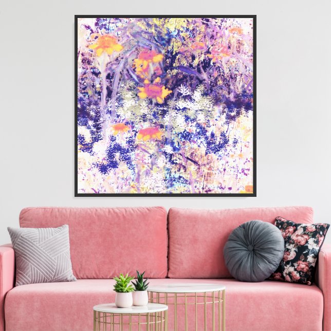 Wildflower Field Impressionism-orange Canvas Print (Insitu(LivingRoom))
