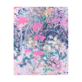Wildflower Field Impressionism -Pink Metal Print