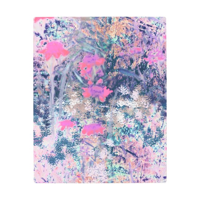 Wildflower Field Impressionism -Pink Metal Print (Front)