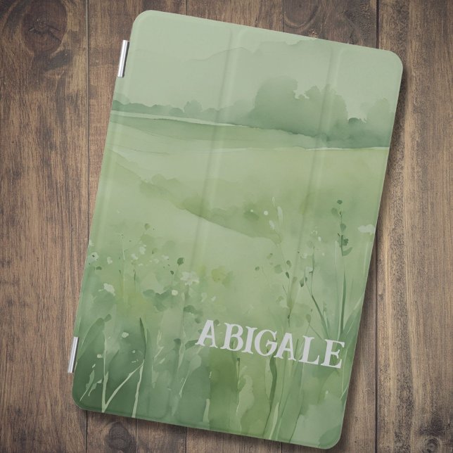 Wildflower field in green watercolor iPad mini cover (Creator Uploaded)