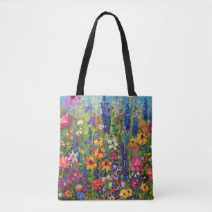 Wildflower field painting tote bag