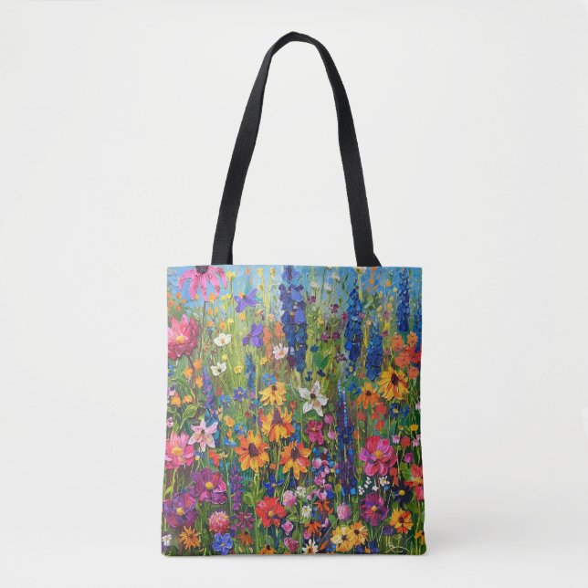 Wildflower field painting tote bag (Front)