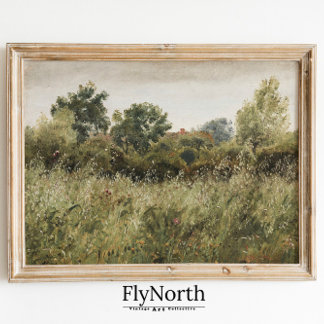 Wildflower Field Vintage Painting Poster
