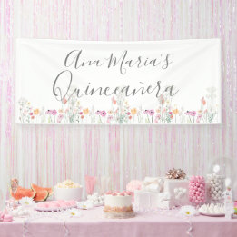 Wildflower Field Watercolor Drawing Banner