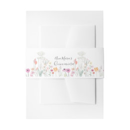 Wildflower Field Watercolor Drawing Invitation Belly Band
