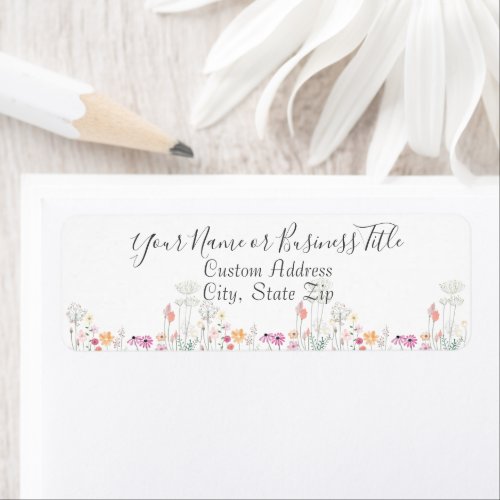 Wildflower Field Watercolor Drawing Label