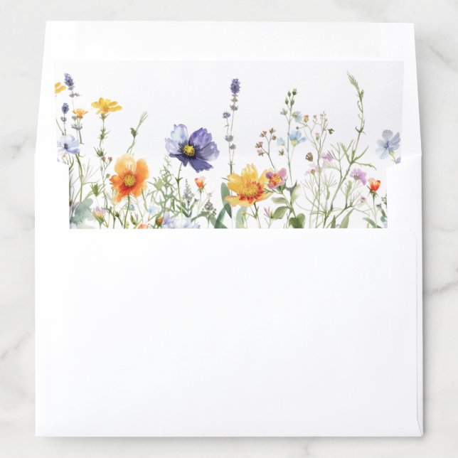 Wildflower Field Wedding  Envelope Liner (In Envelope)