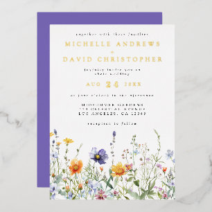 Wildflower Field Wedding Foil Invitation