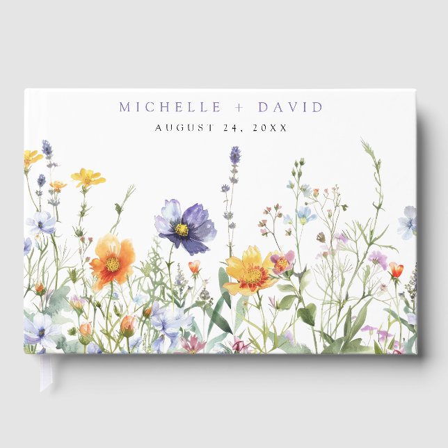 Wildflower Field Wedding Guest Book (Front)