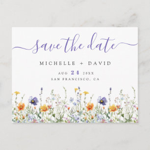 Wildflower Field Wedding Save the Date Postcard