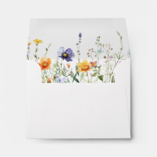 Wildflower Field Wedding Self-Addressed RSVP Envelope