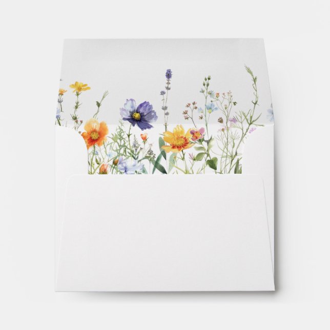 Wildflower Field Wedding Self-Addressed RSVP Envelope (Back (Bottom))