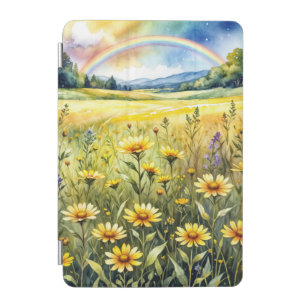 Wildflower Field with Rainbow in Watercolor iPad Mini Cover