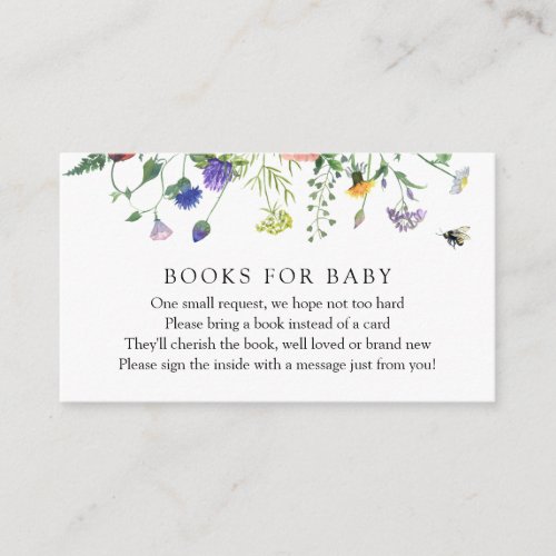 Wildflower Fields and Bees Books for Baby Request  Enclosure Card