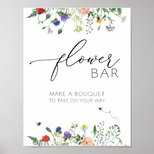 Wildflower Fields and Bees Flower Bouquet Bar Poster