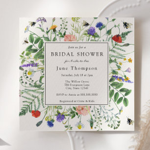 Wildflower Fields and Buzzing Bees Bridal Shower Invitation