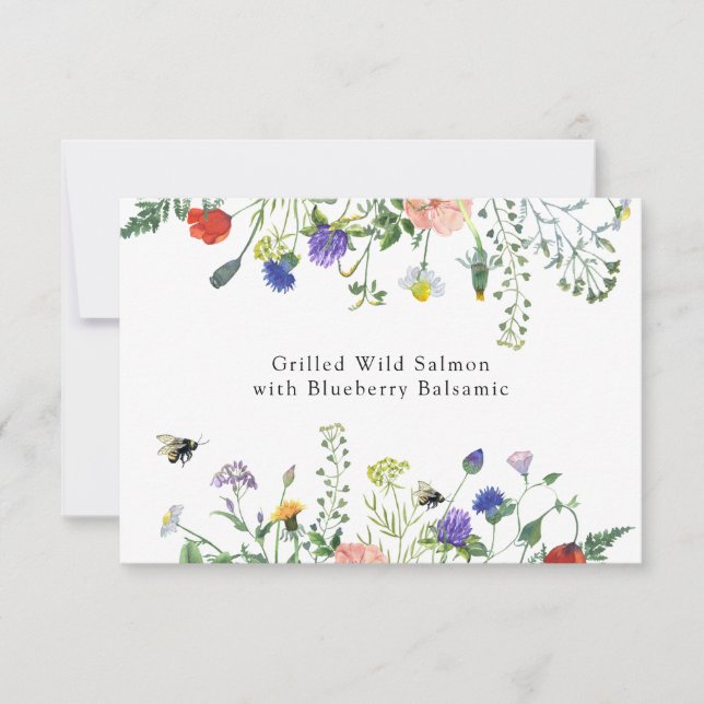 Wildflower Fields and Buzzing Bees Food Sign Invitation (Front)