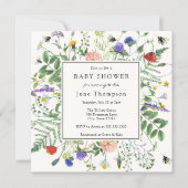 Wildflower Fields and Honey Bees Baby Shower Invitation (Front)