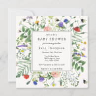 Wildflower Fields and Honey Bees Baby Shower Invitation