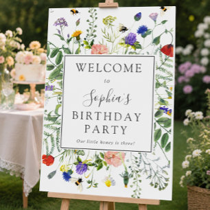 Wildflower Fields Birthday Party Welcome Sign