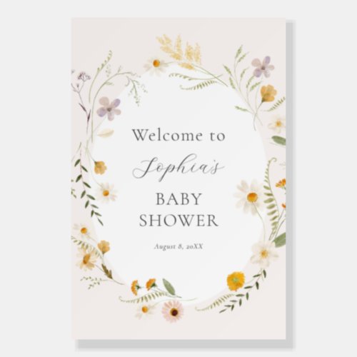 Wildflower Fields Boho Baby Shower Welcome Sign