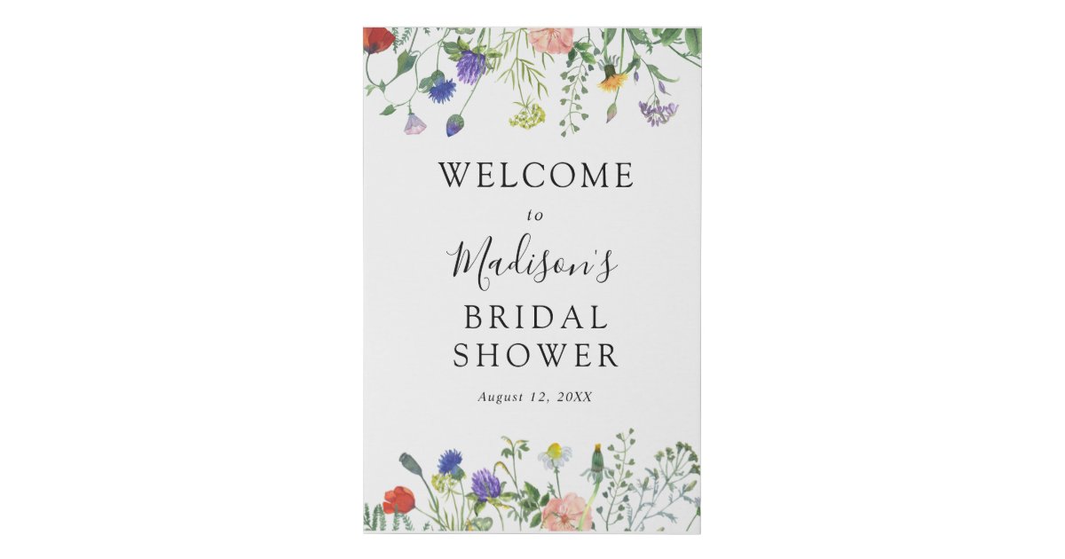 Wildflower Fields Bridal Shower Welcome Sign Zazzle