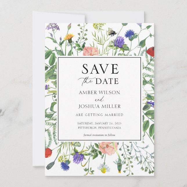 Wildflower Fields Save the Date Invitation (Front)