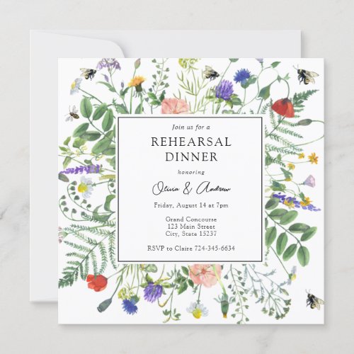 Wildflower Fields Wedding Rehearsal Dinner Invitation