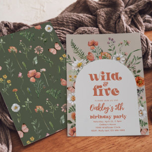 Wildflower Fifth Birthday Party Invitation